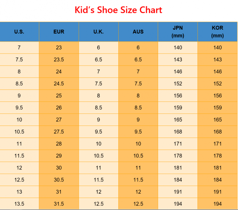 Shoe Size Conversion Chart Japan Us