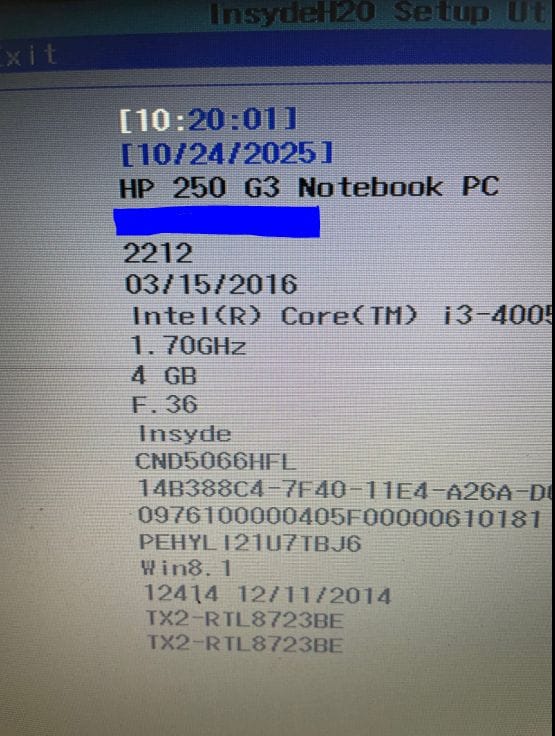 hp 250 g3 notebook ssd upgrade bios